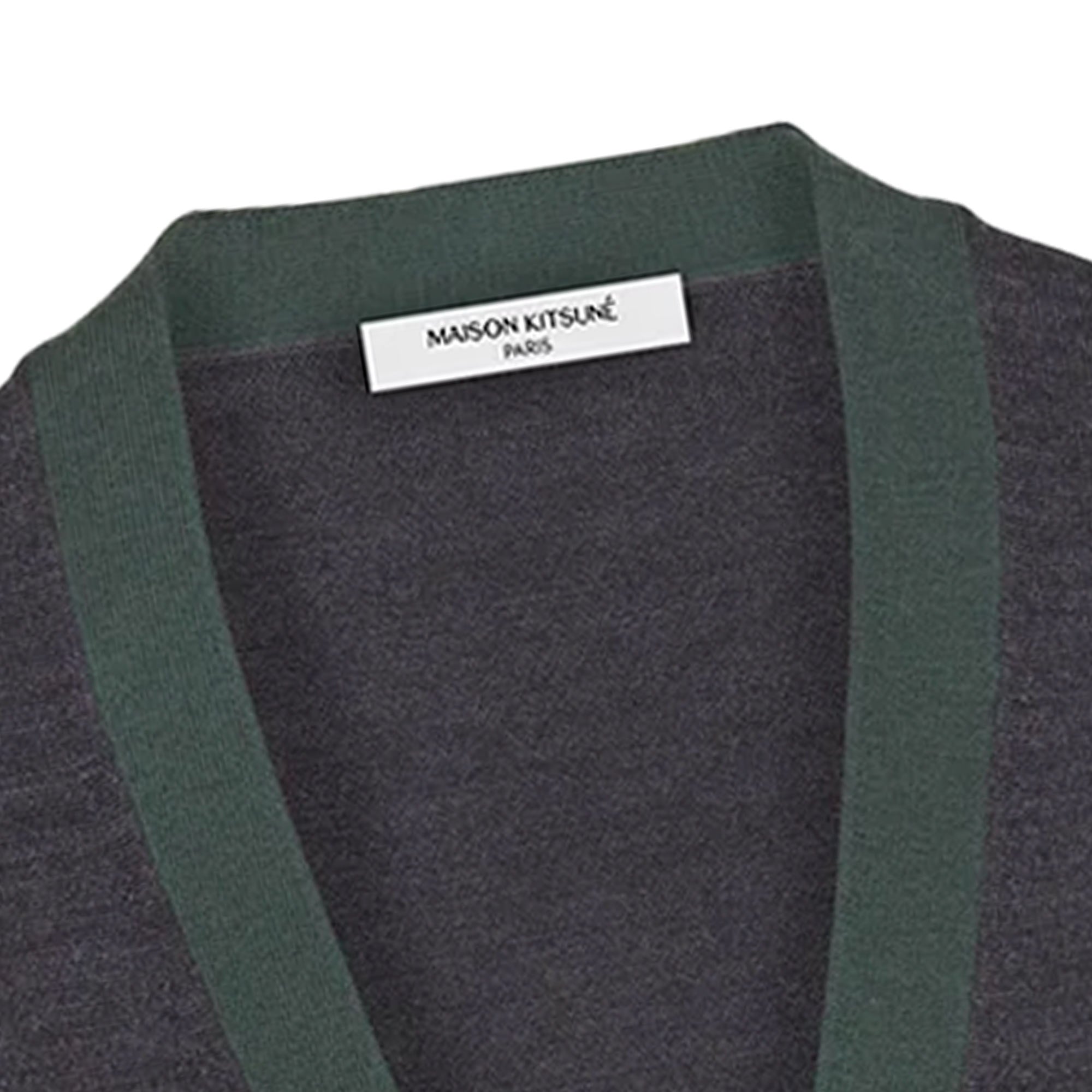 Maison Kitsune Bold Fox Head Patch Bi-Colour Cardigan - Dark Grey