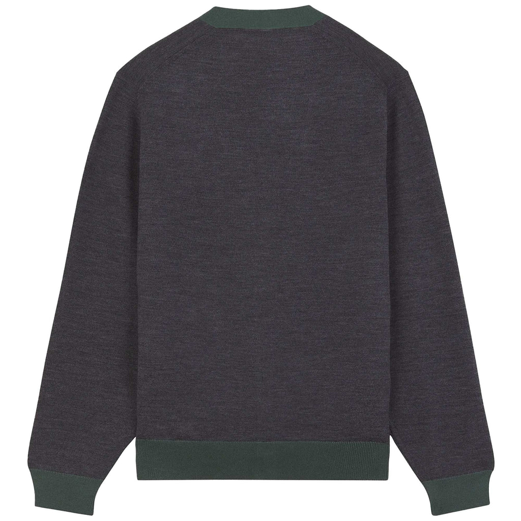Maison Kitsune Bold Fox Head Patch Bi-Colour Cardigan - Dark Grey