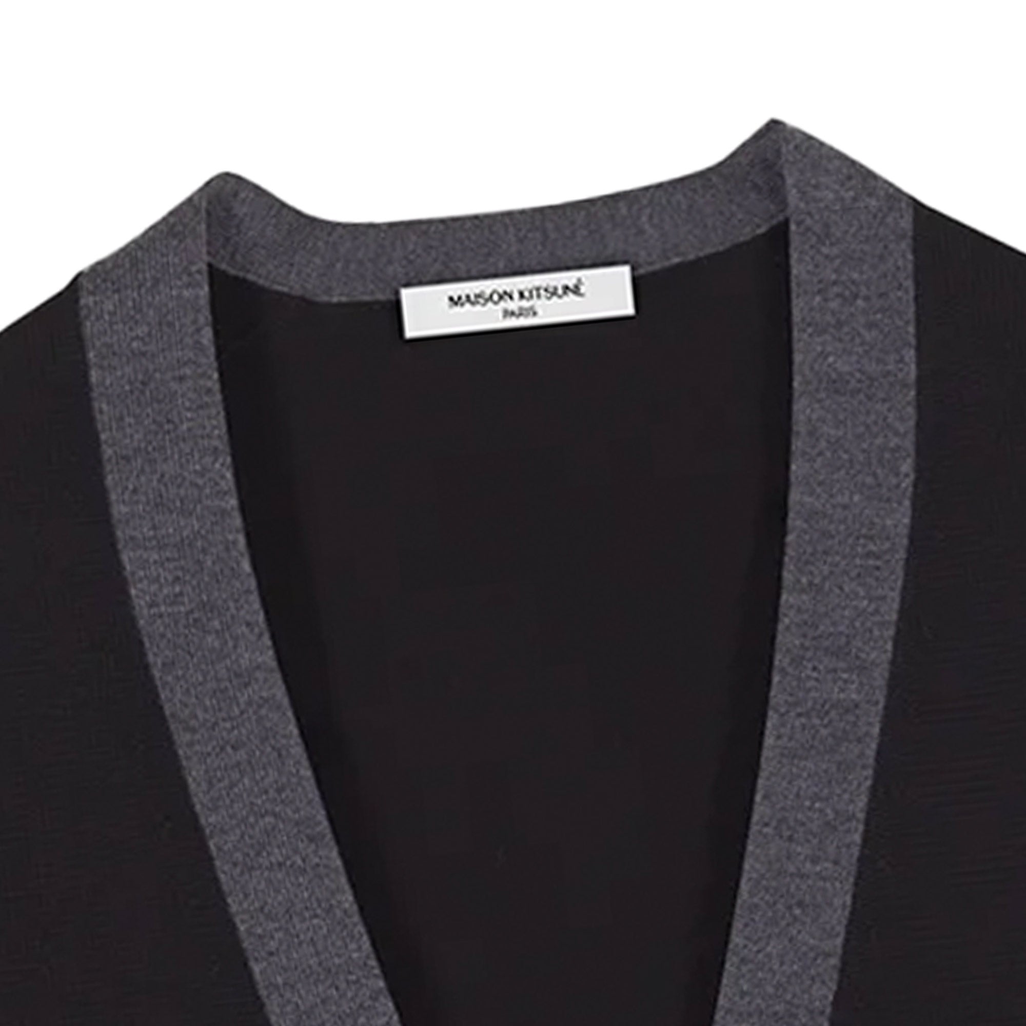 Maison Kitsune Bold Fox Head Patch Bi-Colour Cardigan - Black
