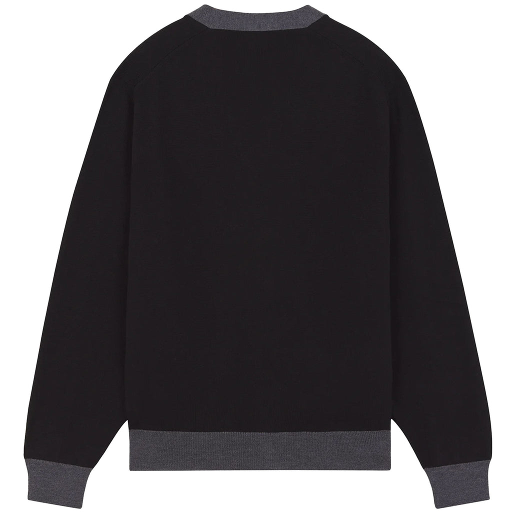 Maison Kitsune Bold Fox Head Patch Bi-Colour Cardigan - Black