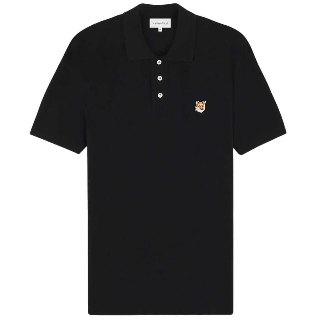 Maison Kitsune Fox Head Patch Polo Shirt - Black