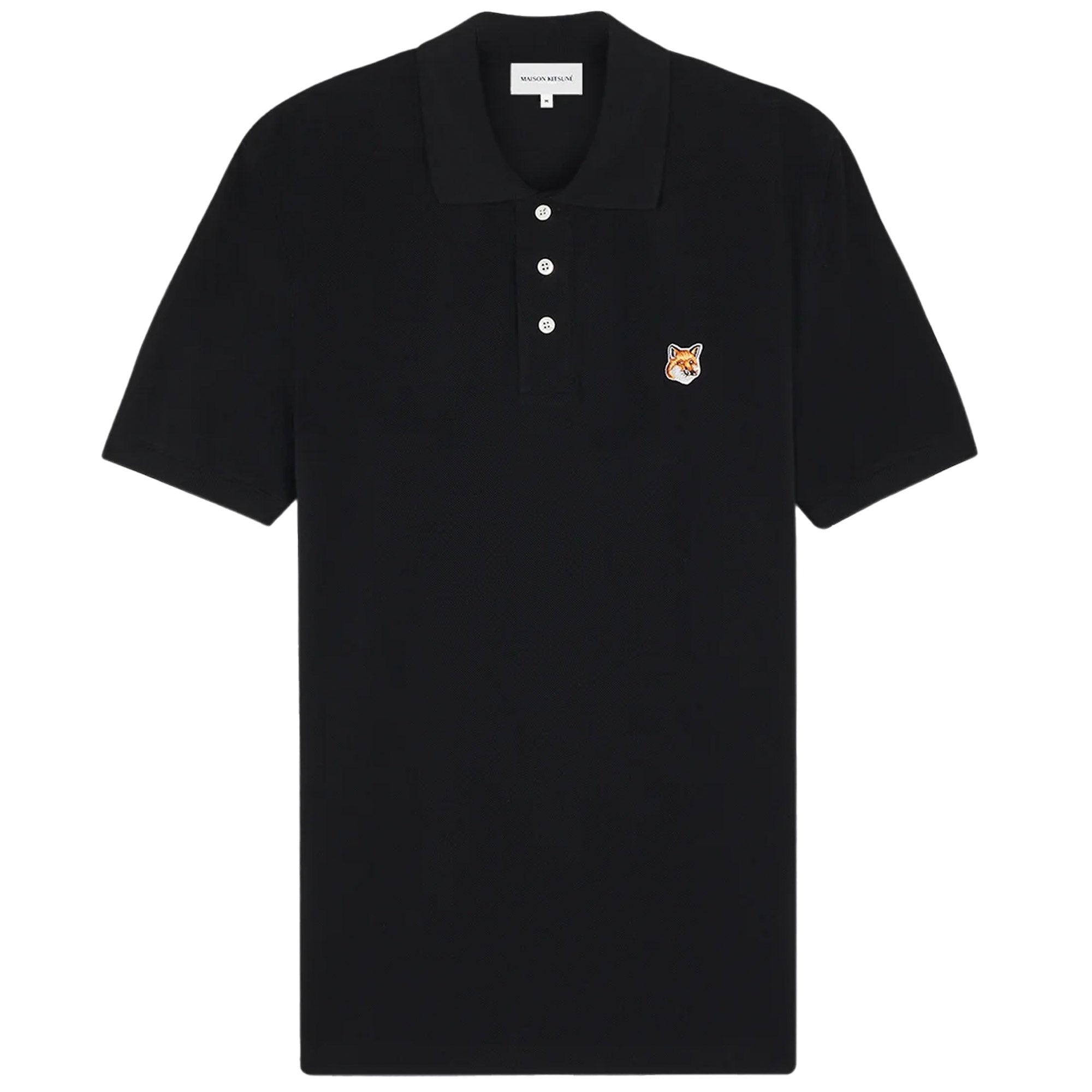 Maison Kitsune Fox Head Patch Polo Shirt - Black