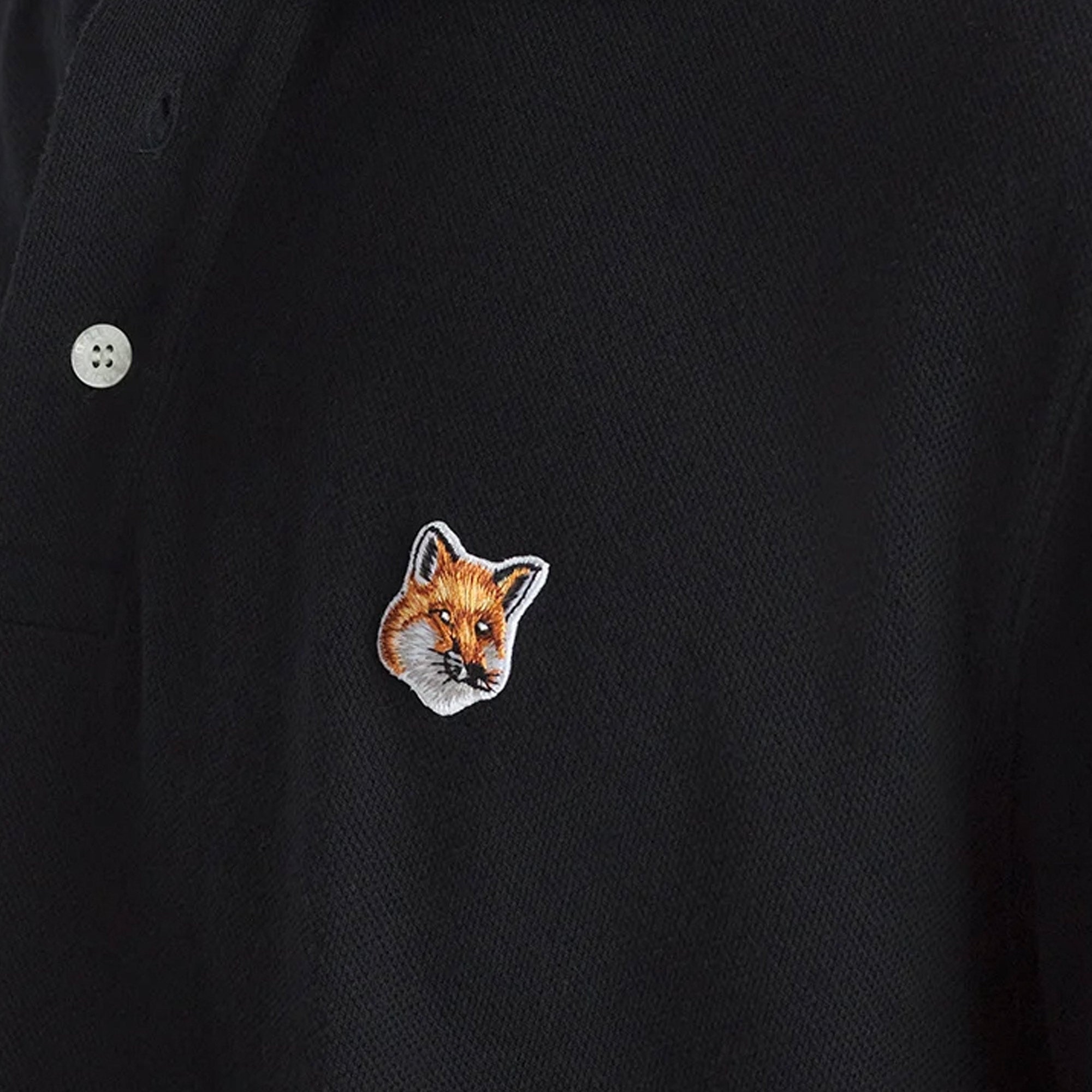Maison Kitsune Fox Head Patch Polo Shirt - Black