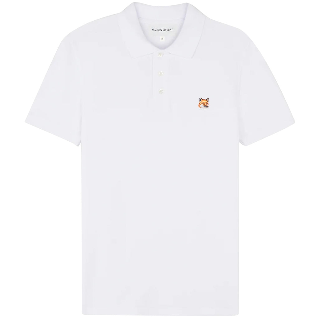 Maison Kitsune Fox Head Patch Polo Shirt - White