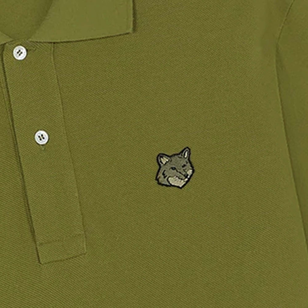 Maison Kitsune Fox Head Patch Polo Shirt - Military