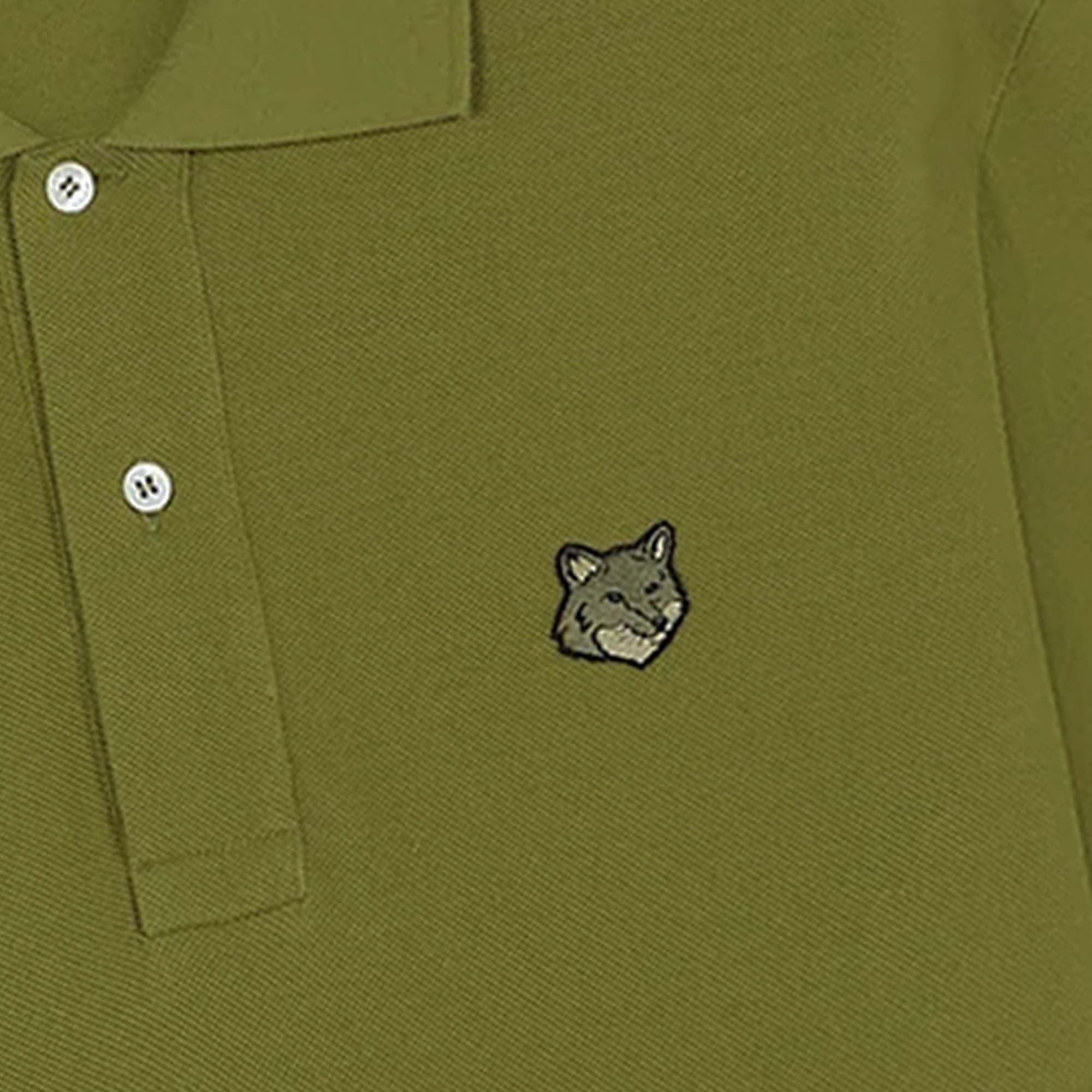 Maison Kitsune Fox Head Patch Polo Shirt - Military