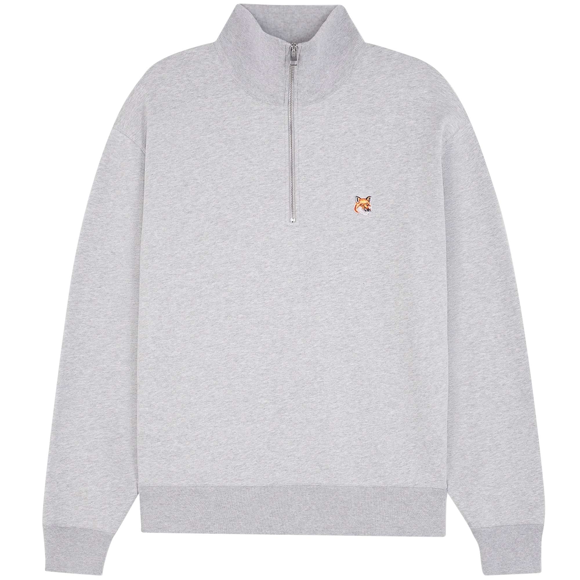 Maison Kitsune 1/2 Zip Sweatshirt - Light Grey