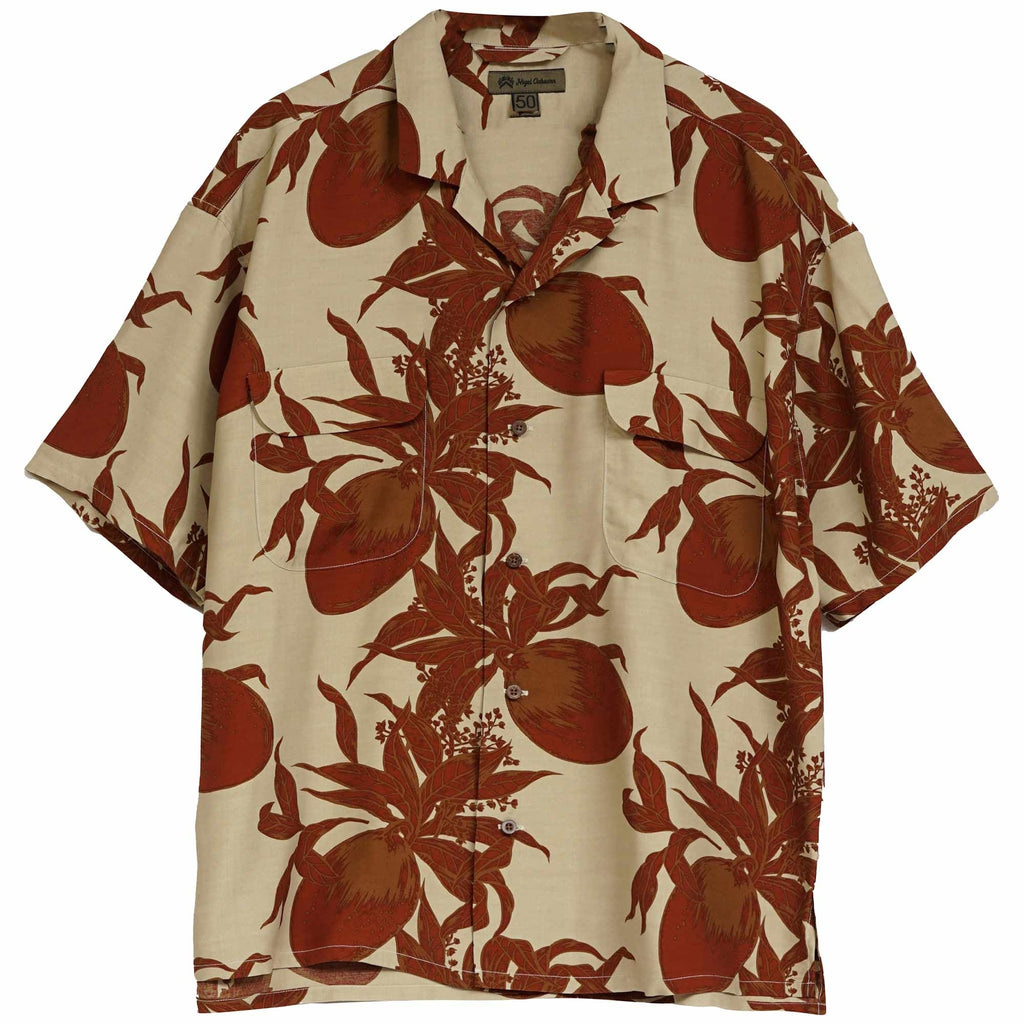 Nigel Cabourn Open Collar Shirt - Beige and Red