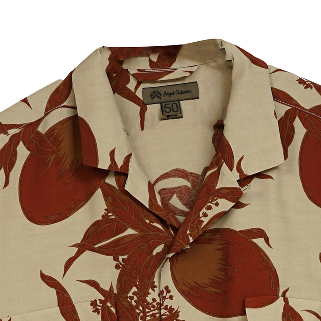 Nigel Cabourn Open Collar Shirt - Beige and Red