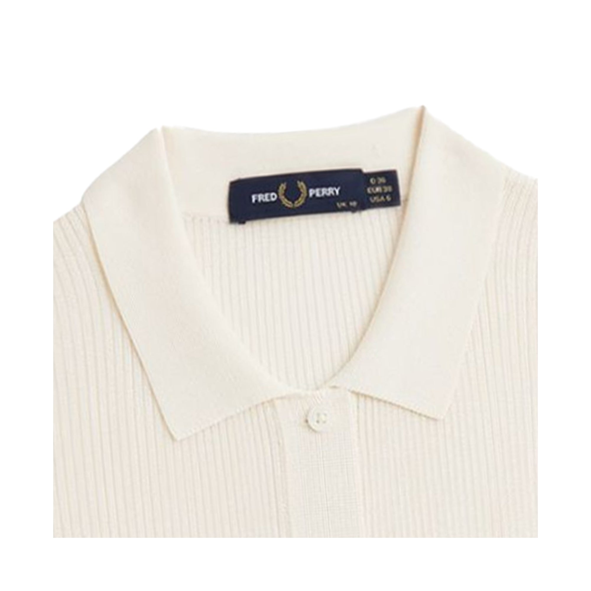 Fred Perry Womens Ribbed Knitted Shirt - Ecru