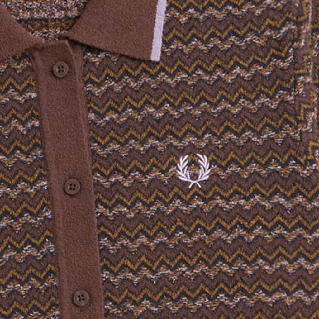 Fred Perry Womens Boucle Jacquard Knitted Shirt - Carrington Brick
