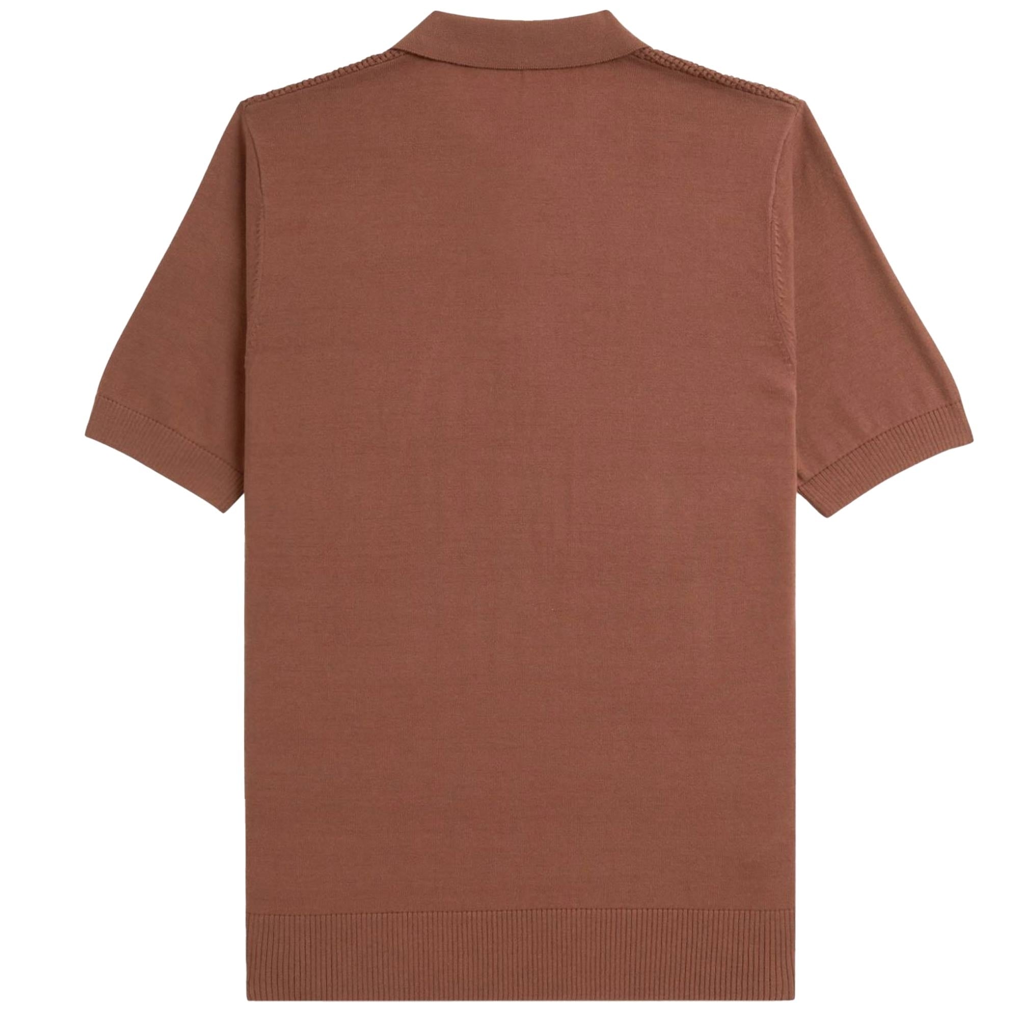 Fred Perry Waffle Stitch Knitted Shirt - Whisky Brown