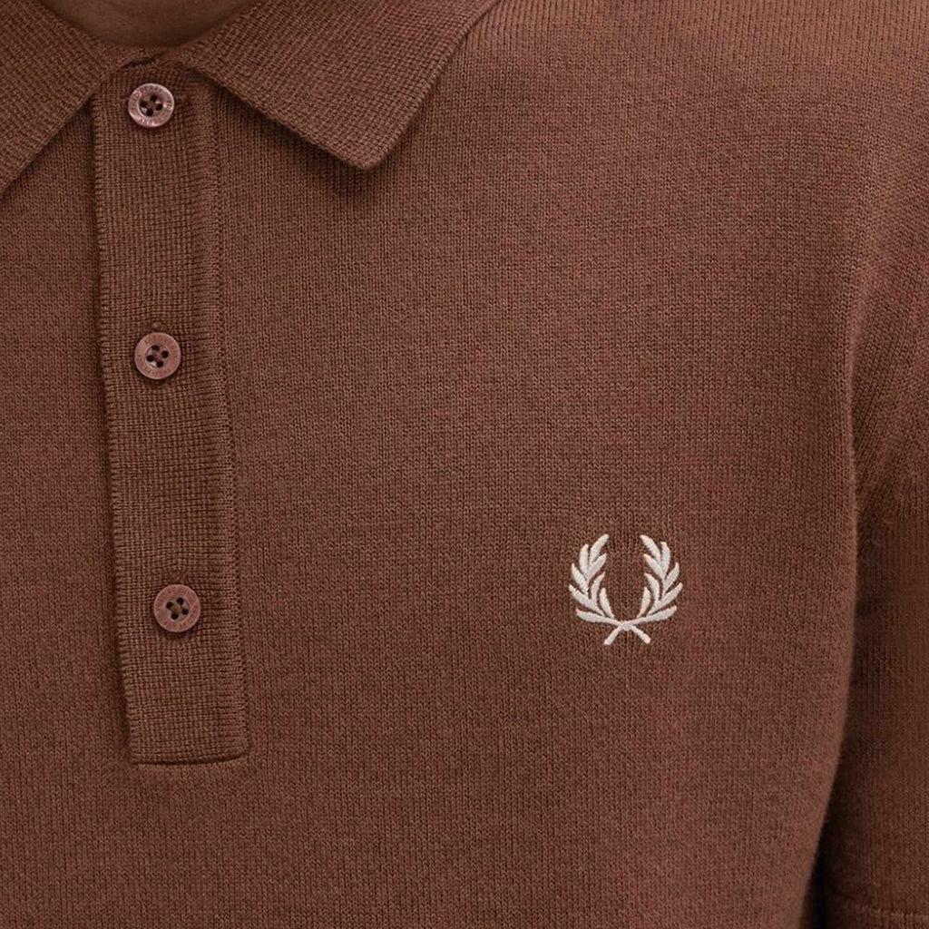 Fred Perry K7623 Classic Knitted Shirt - Whiskey Brown