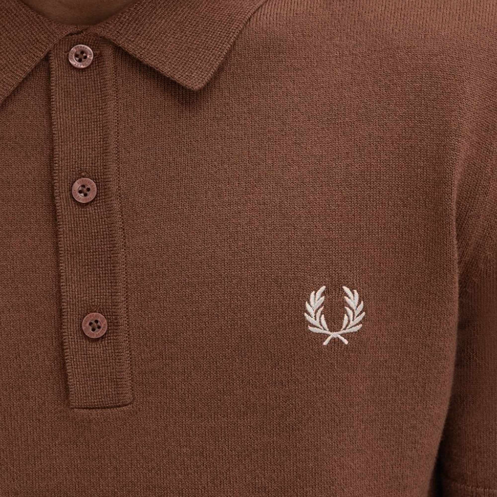 Fred Perry K7623 Classic Knitted Shirt - Whiskey Brown