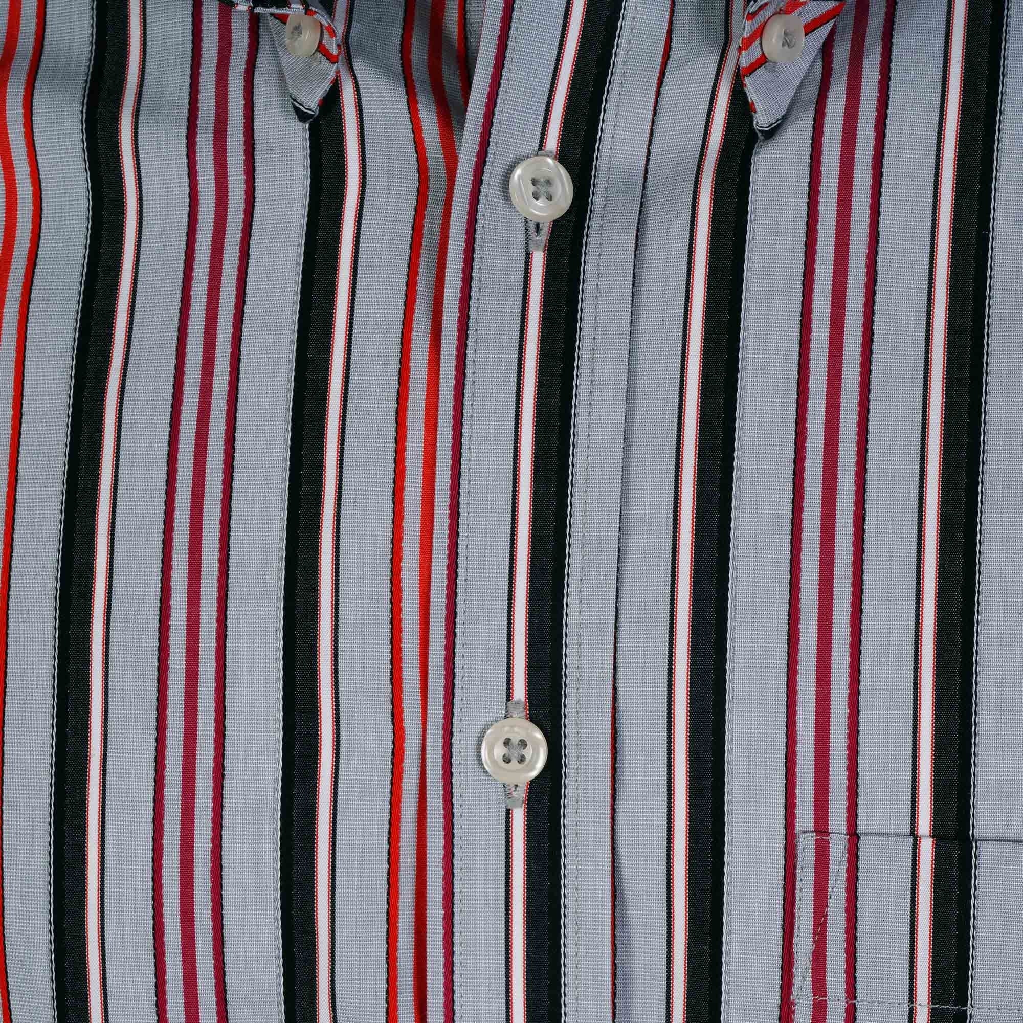 Real Hoxton Classic Striped Shirt - Grey and Orange