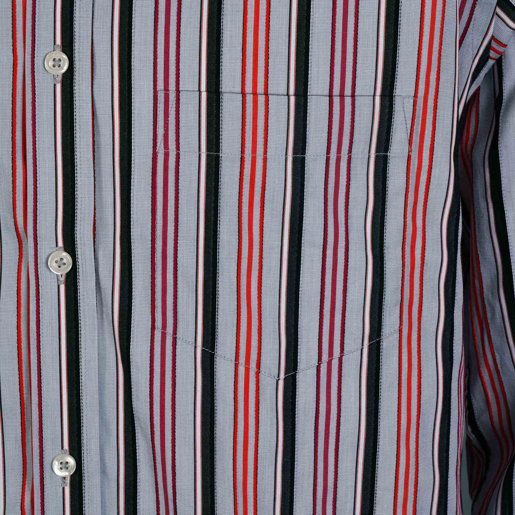 Real Hoxton Classic Striped Shirt - Grey and Orange