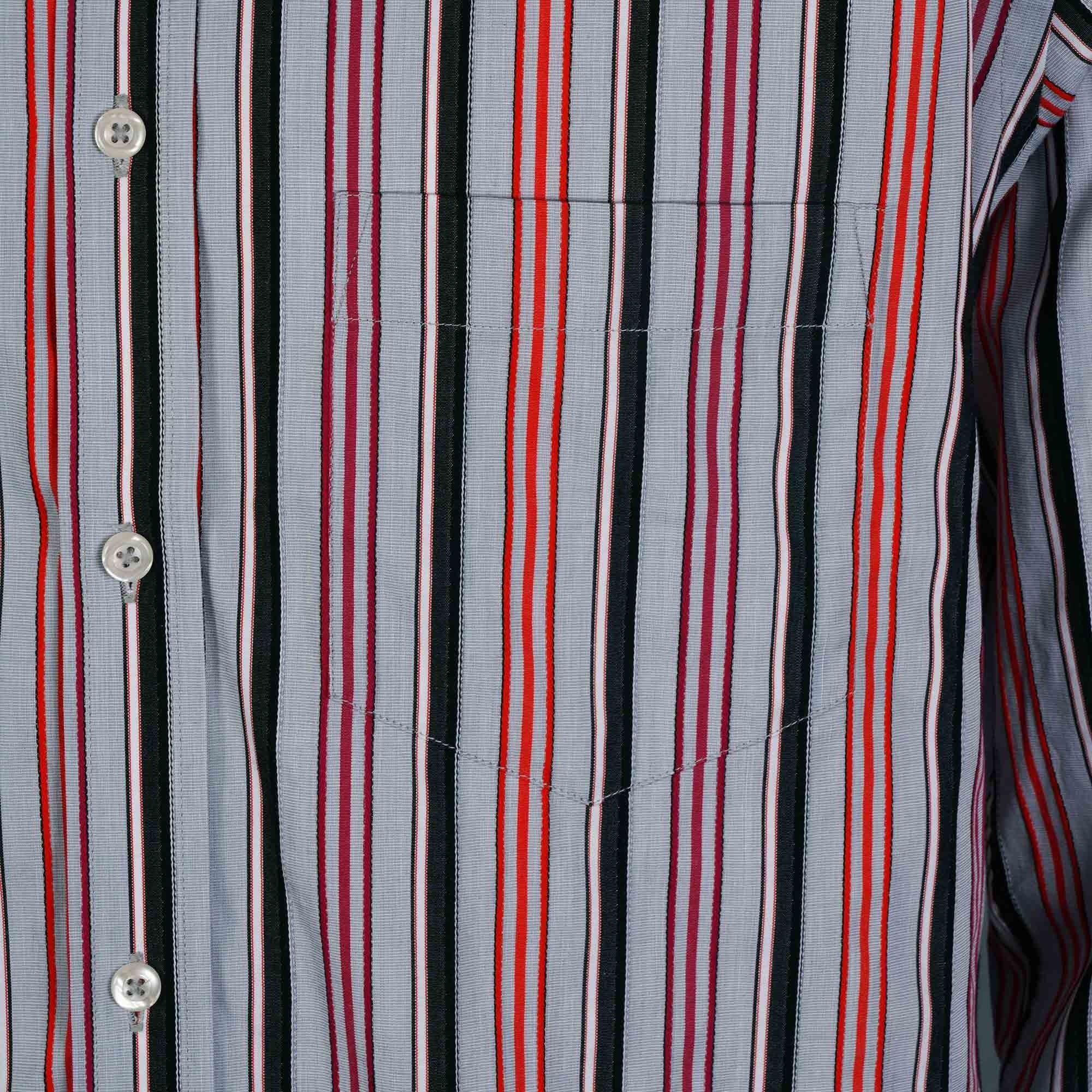 Real Hoxton Classic Striped Shirt - Grey and Orange
