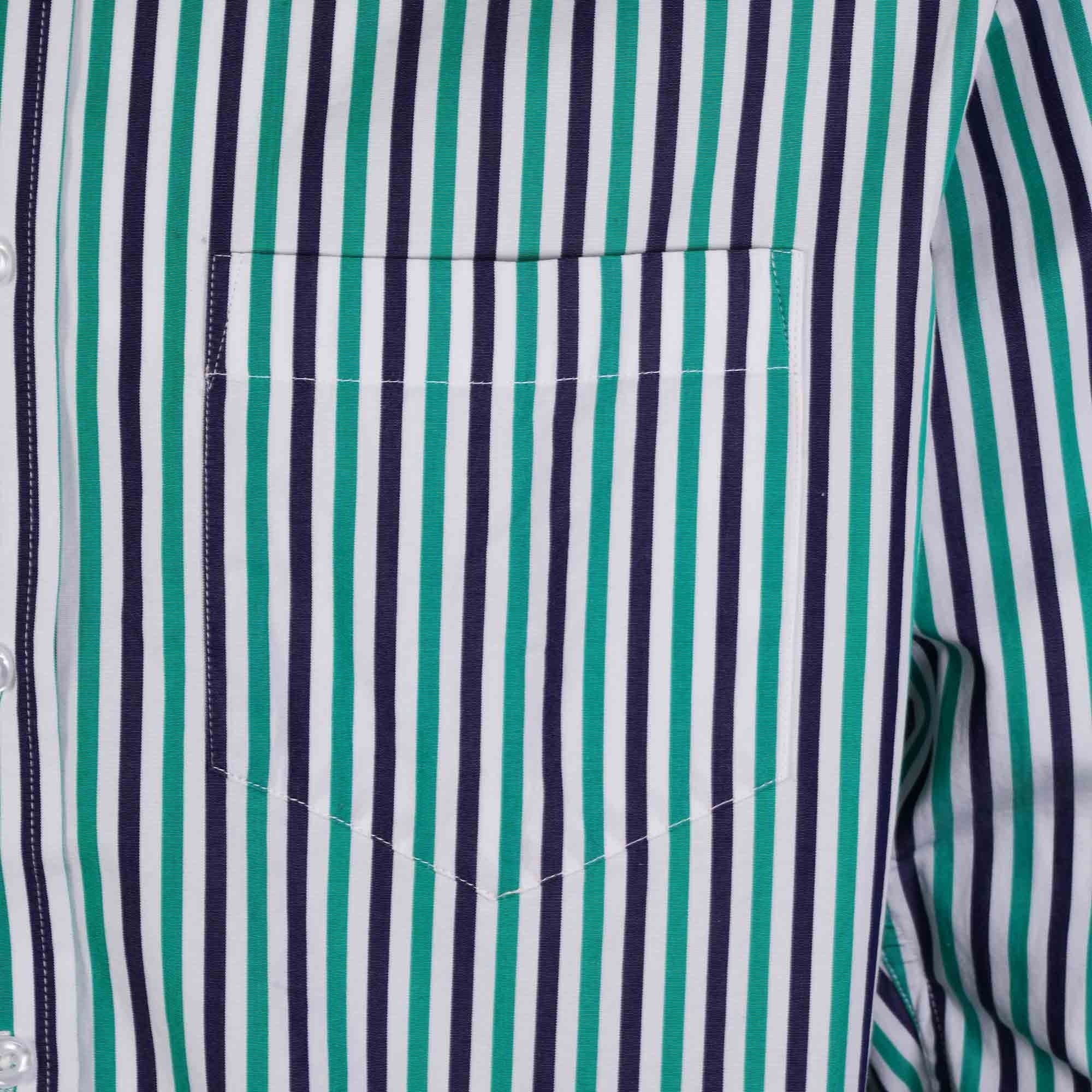 Real Hoxton Classic Striped Shirt - Green and White