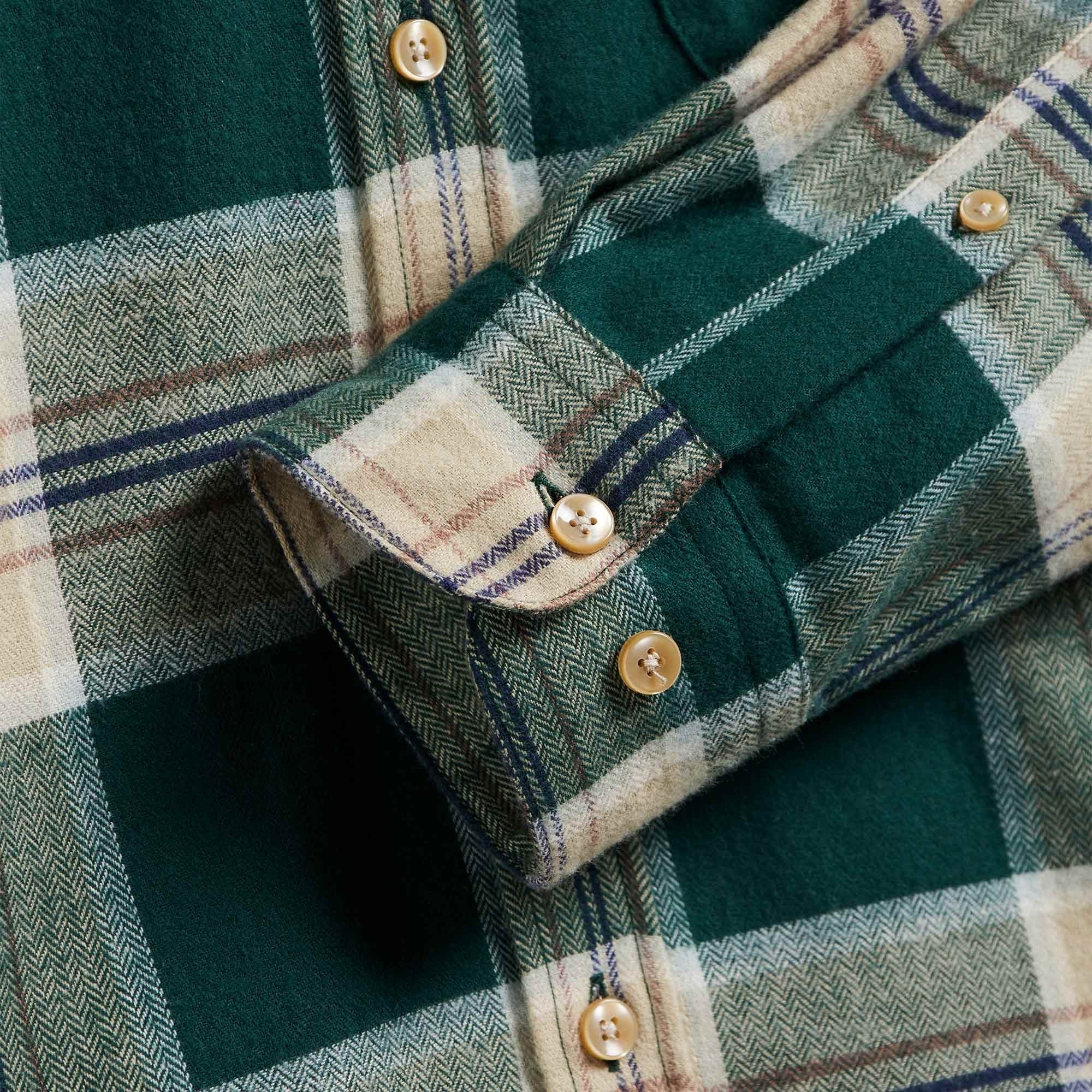 Portuguese Flannel Checked Shirt - Green and White