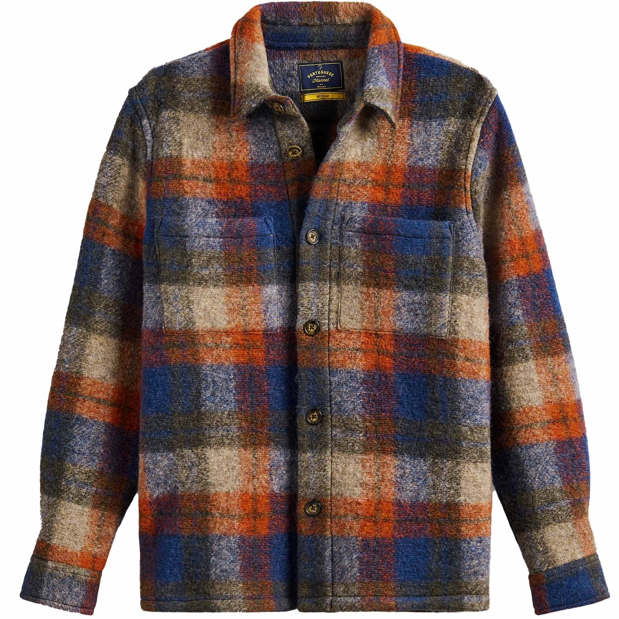 Portuguese Flannel Checked Parker Overshirt - Blue