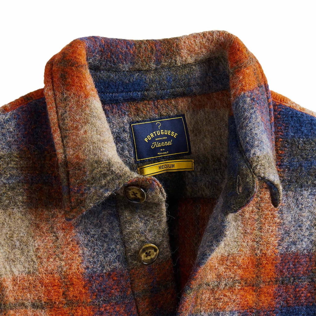 Portuguese Flannel Checked Parker Overshirt - Blue