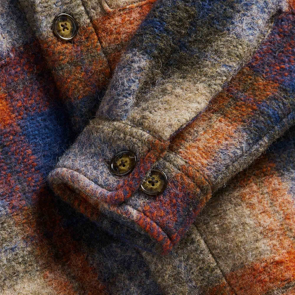 Portuguese Flannel Checked Parker Overshirt - Blue
