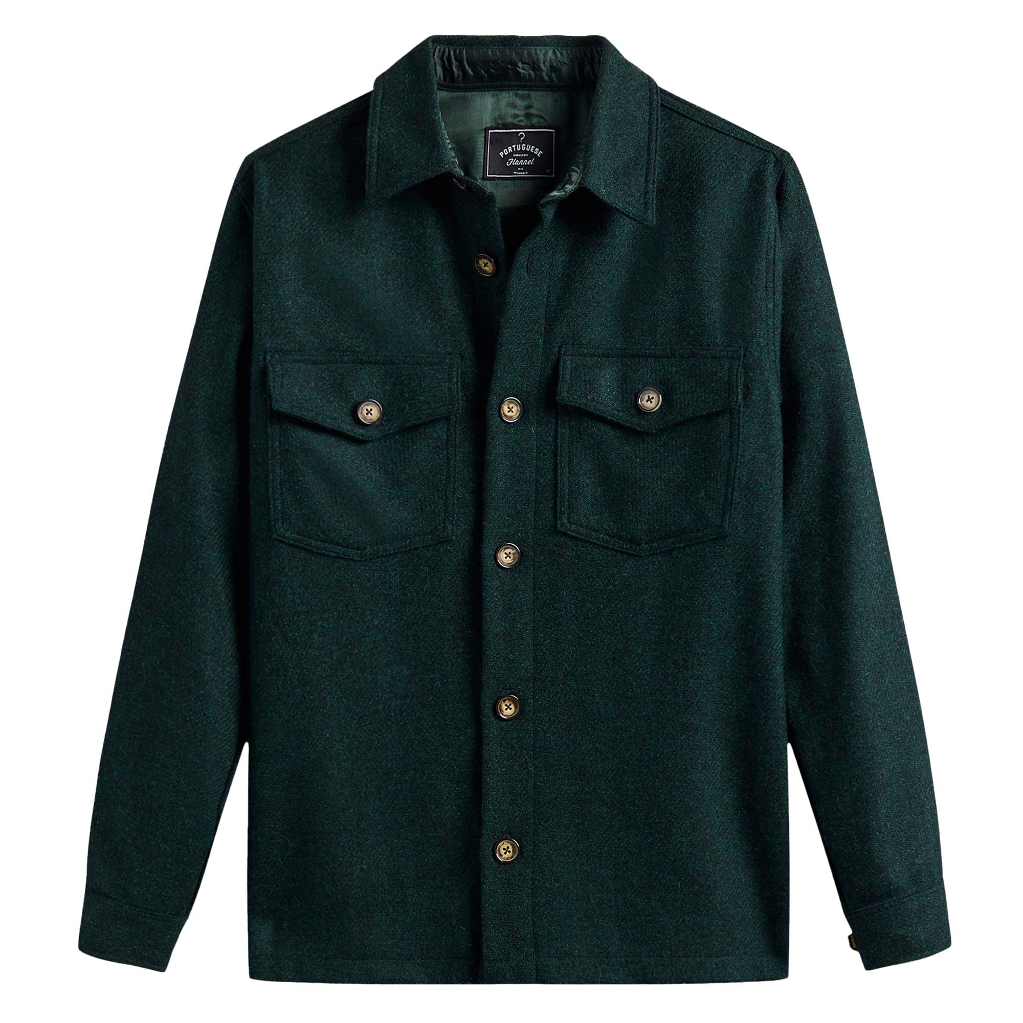 Portuguese Flannel Wool Field Overshirt - Green