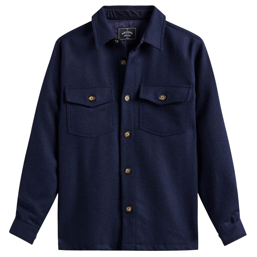 Portuguese Flannel Wool Field Overshirt - Navy