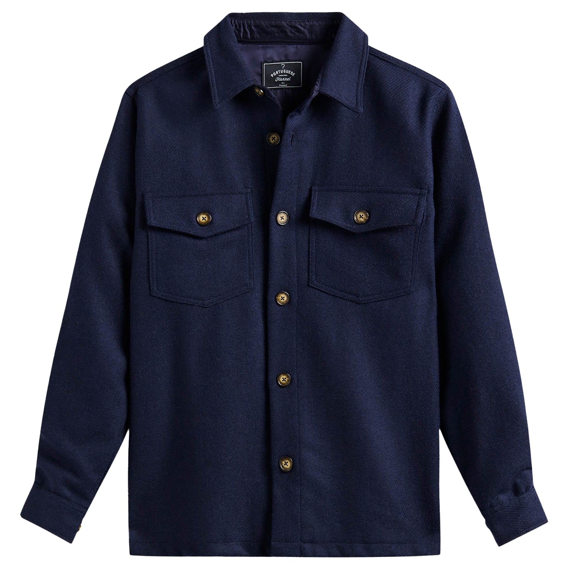 Portuguese Flannel Wool Field Overshirt - Navy