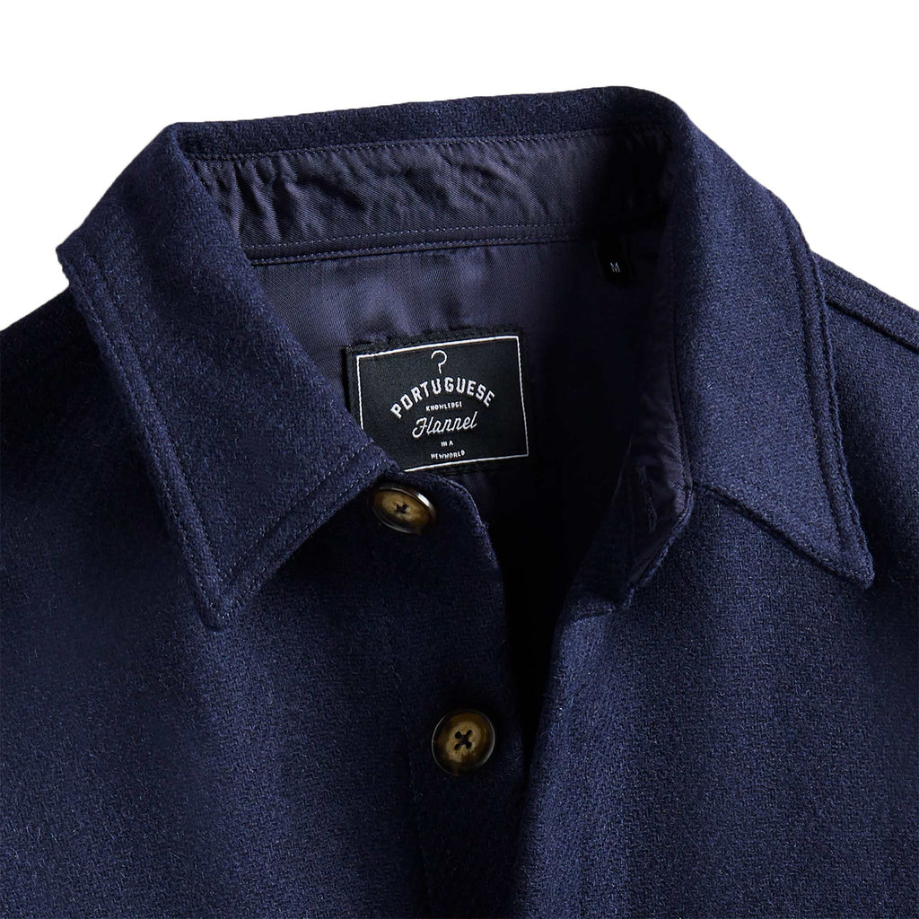 Portuguese Flannel Wool Field Overshirt - Navy