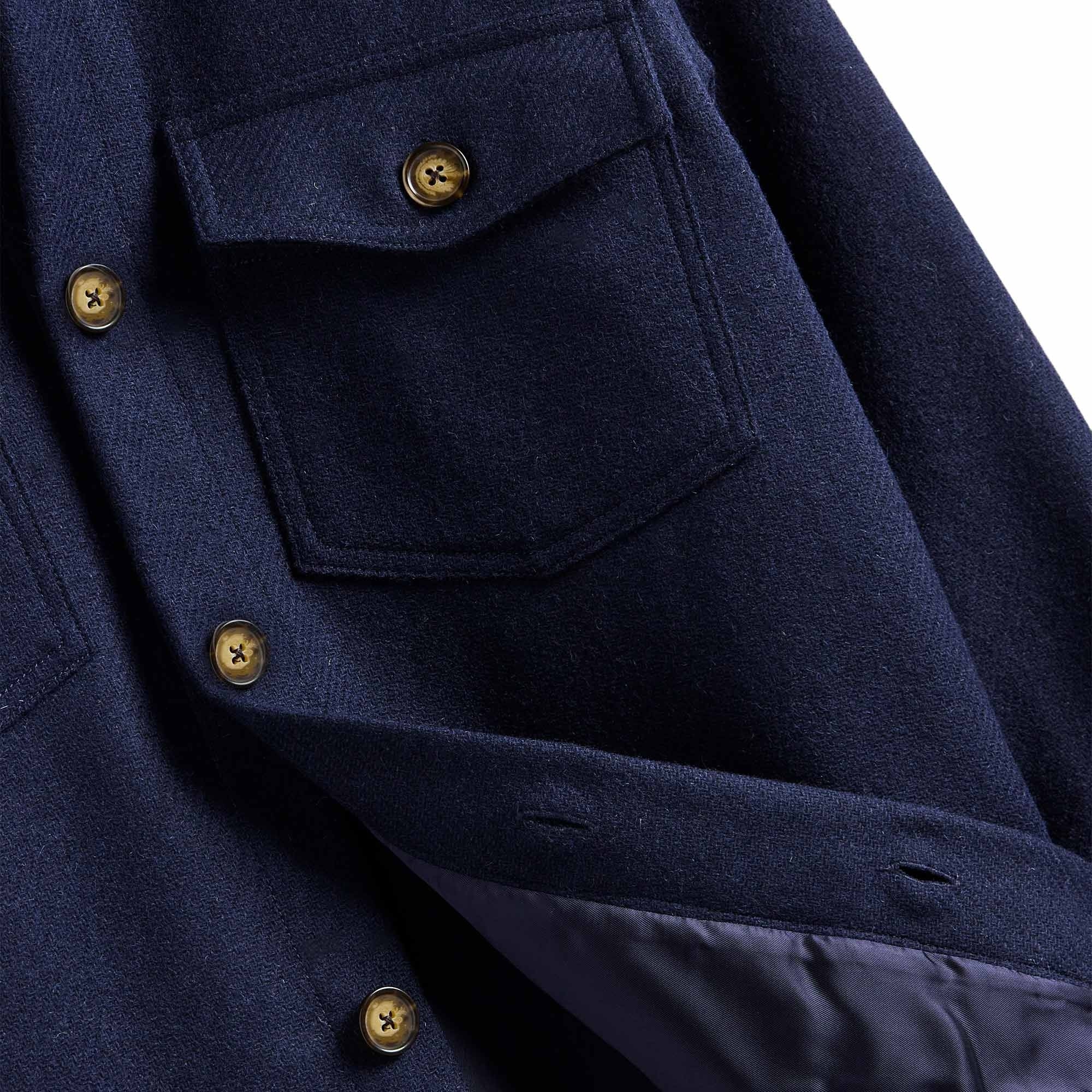 Portuguese Flannel Wool Field Overshirt - Navy