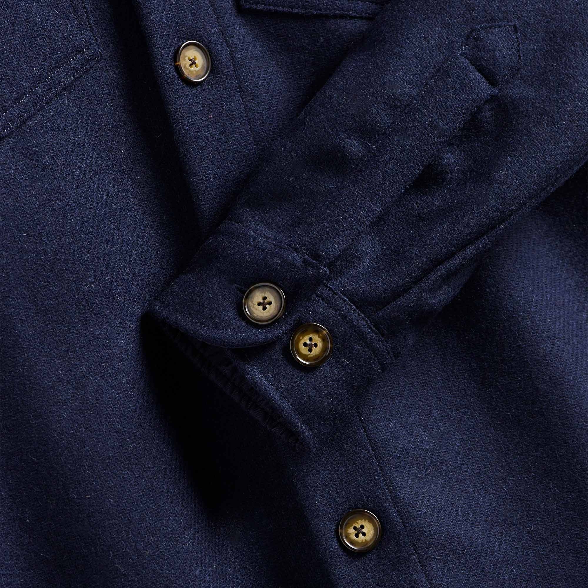 Portuguese Flannel Wool Field Overshirt - Navy