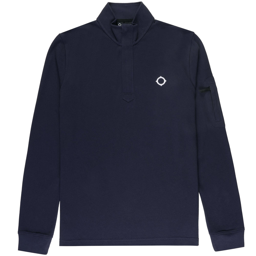 Ma Strum Long Sleeve Funnel Neck Polo Shirt - Ink Navy