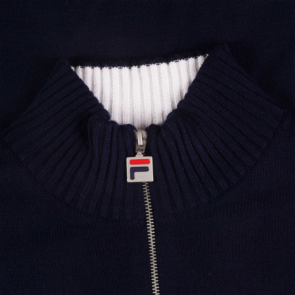 Fila Vintage Harrison Quarter Zip Knitted Jumper - Fila Navy