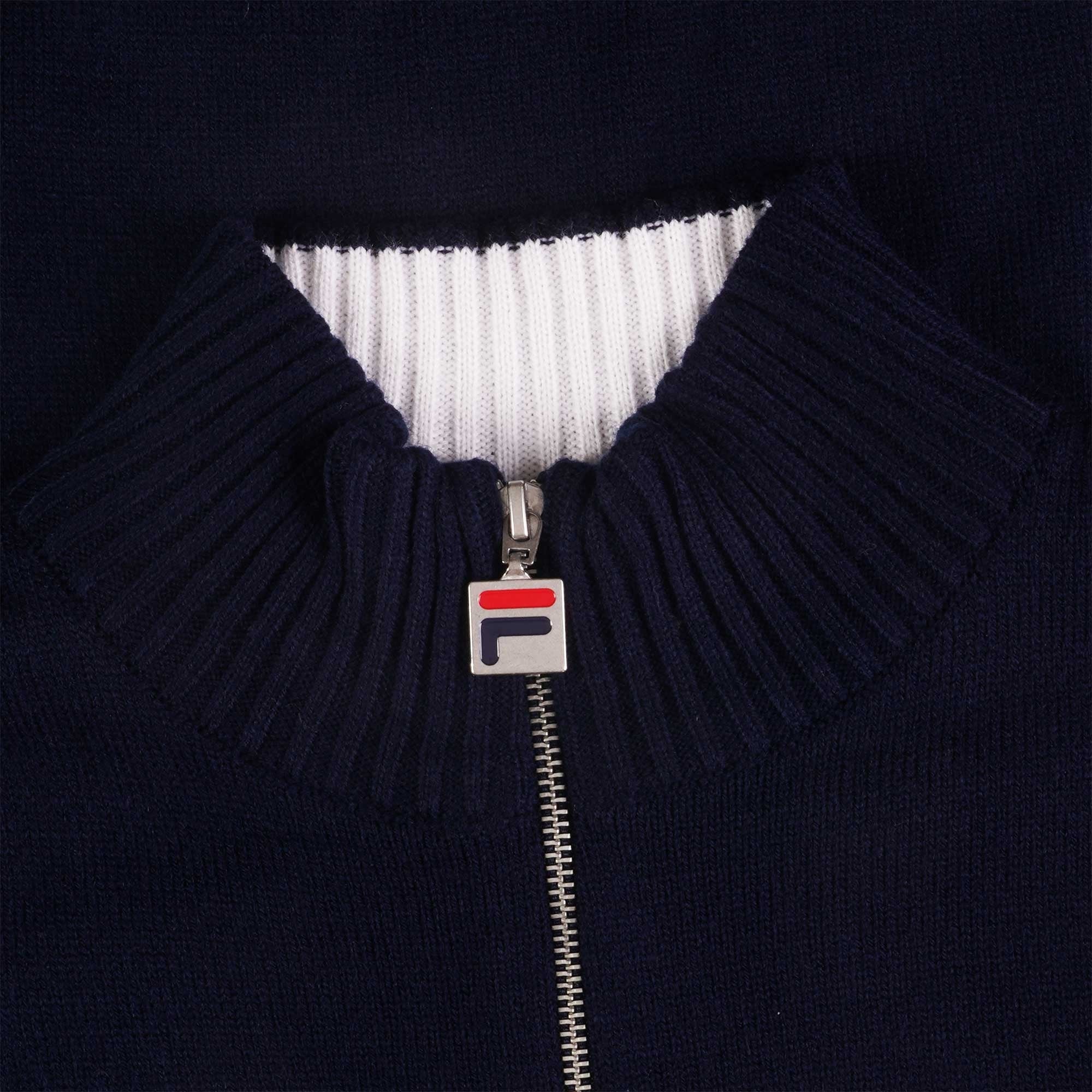 Fila Vintage Harrison Quarter Zip Knitted Jumper - Fila Navy