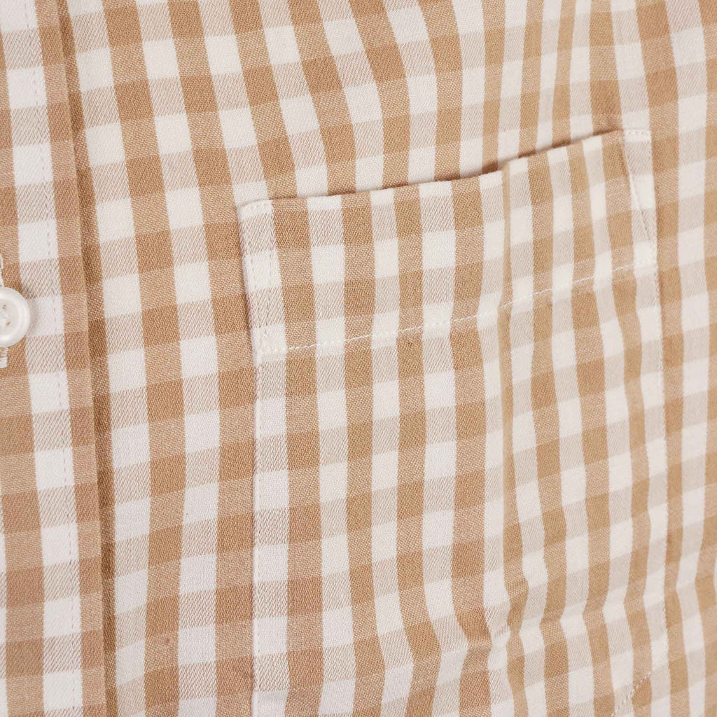 Real Hoxton Gingham Check Short Sleeves Shirt -Beige