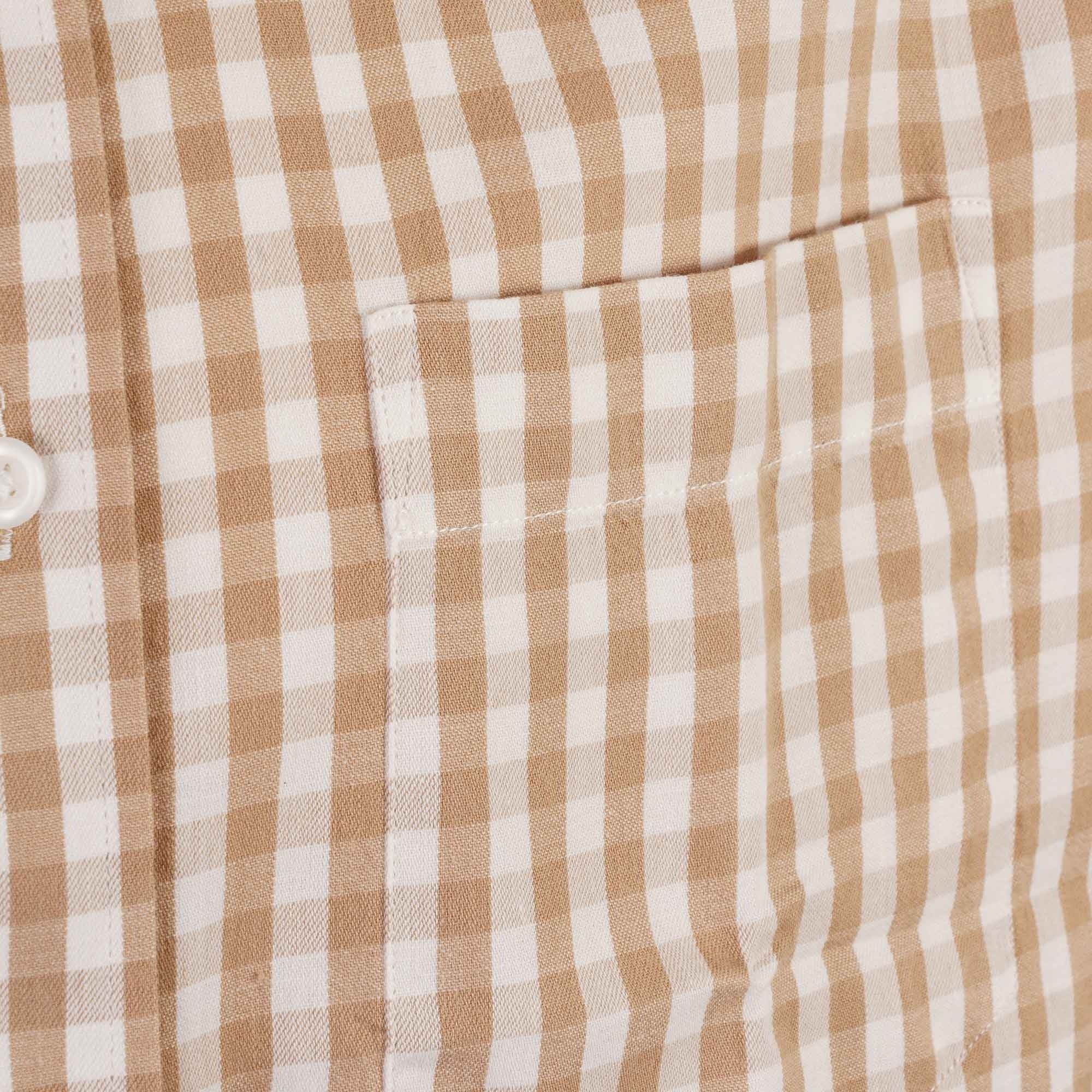Real Hoxton Gingham Check Short Sleeves Shirt -Beige