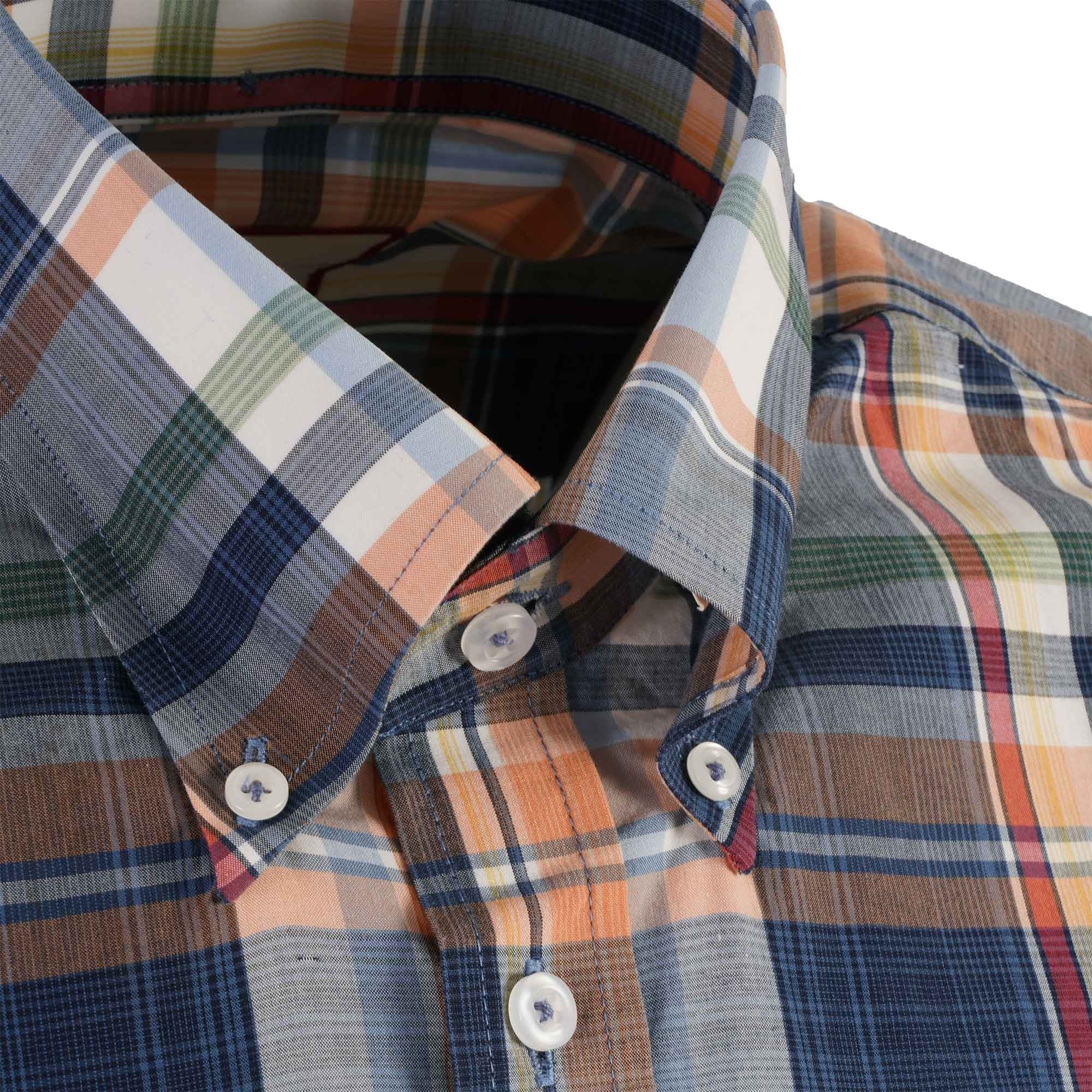 Real Hoxton Check Short Sleeves Shirt - Air Force Blue