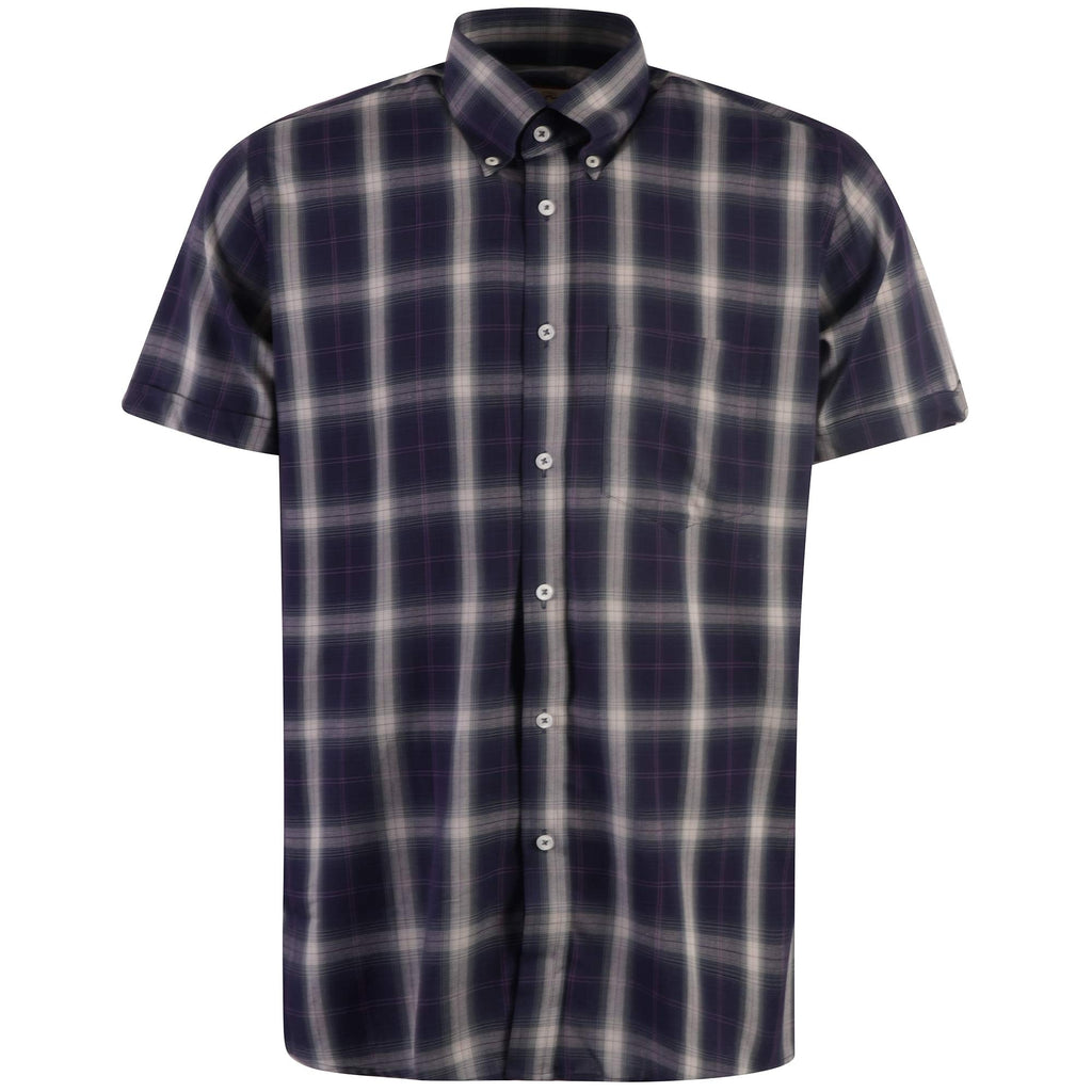 Real Hoxton Check Short Sleeves Shirt - Purple Blue