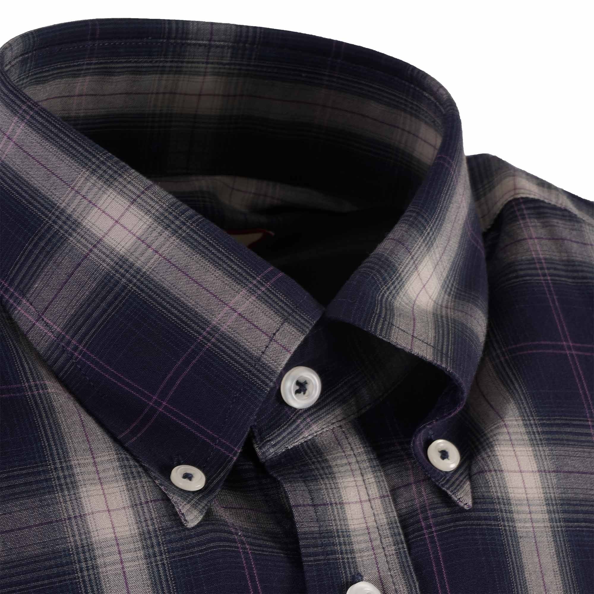 Real Hoxton Check Short Sleeves Shirt - Purple Blue