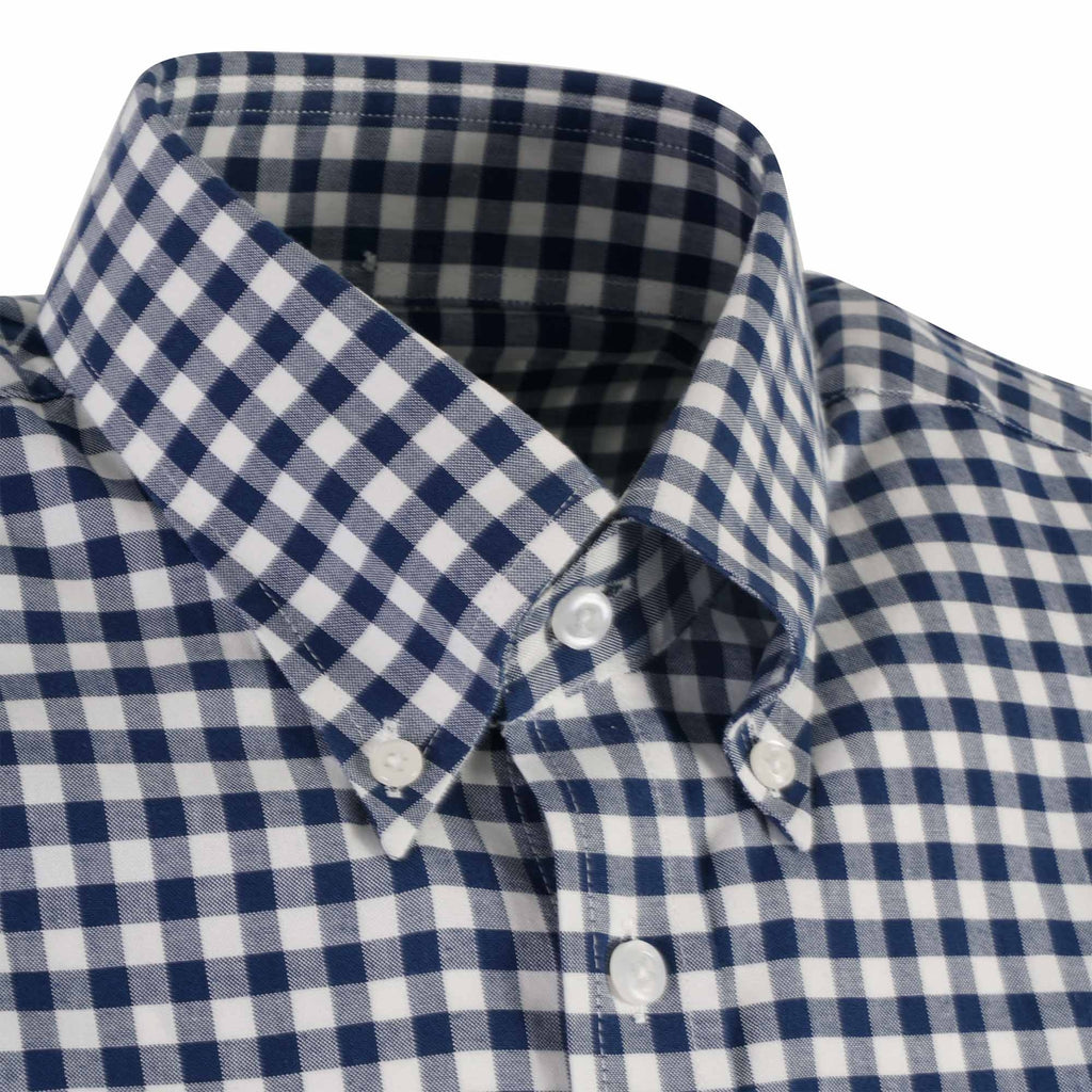 Real Hoxton Gingham Check Short Sleeves Shirt - Navy