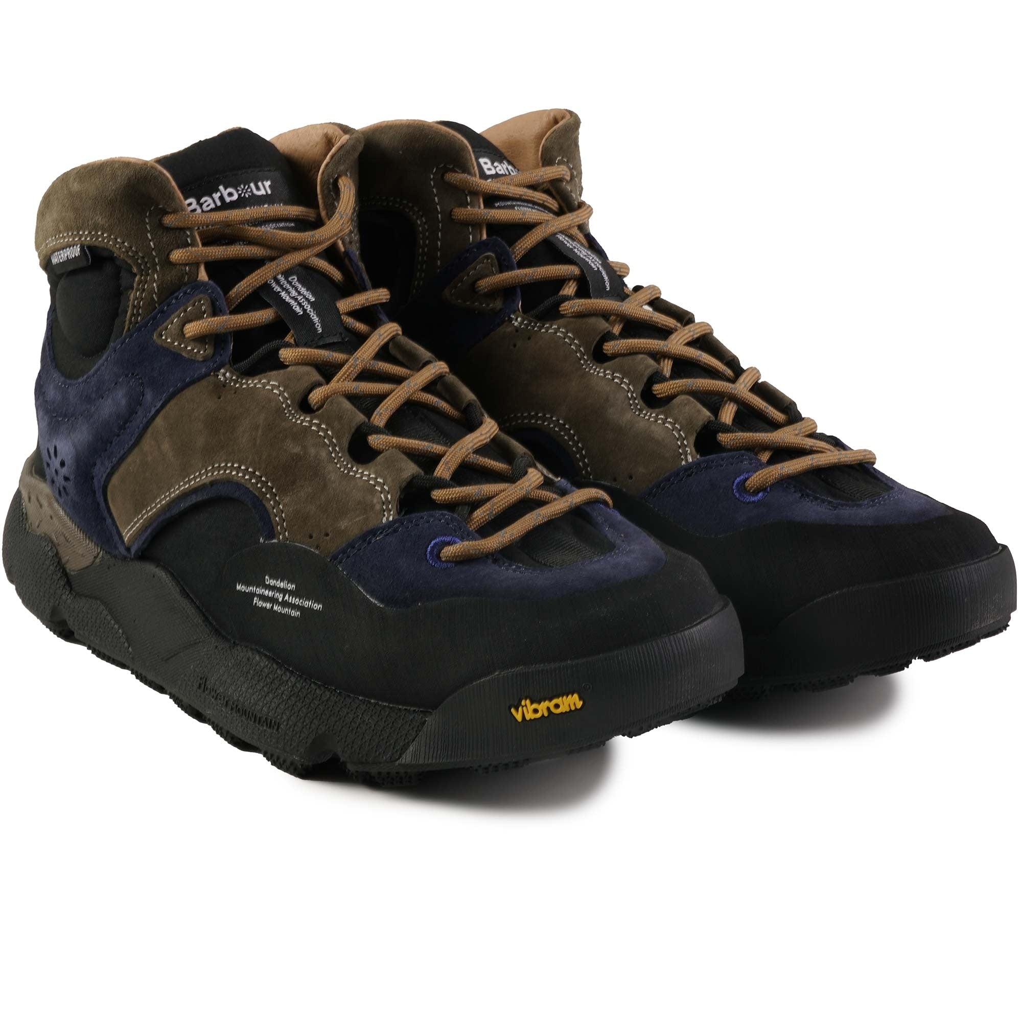 Barbour x Flower Mountain Back Country Hi-Top - Navy and Olive