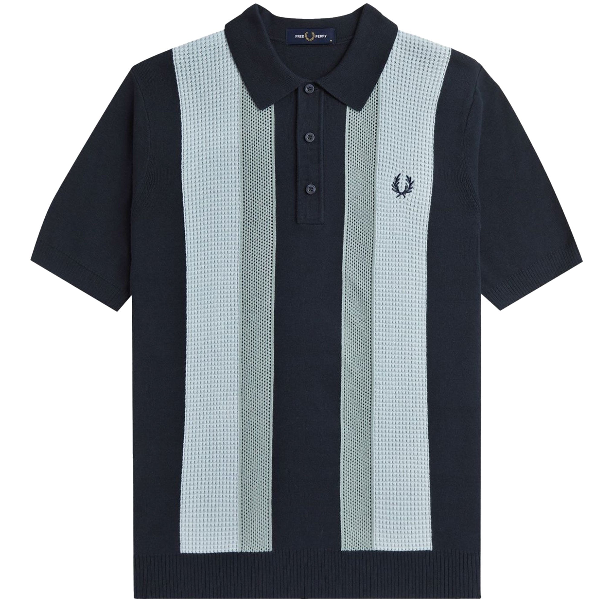 Fred Perry Textured Stripe Knitted Shirt - Navy