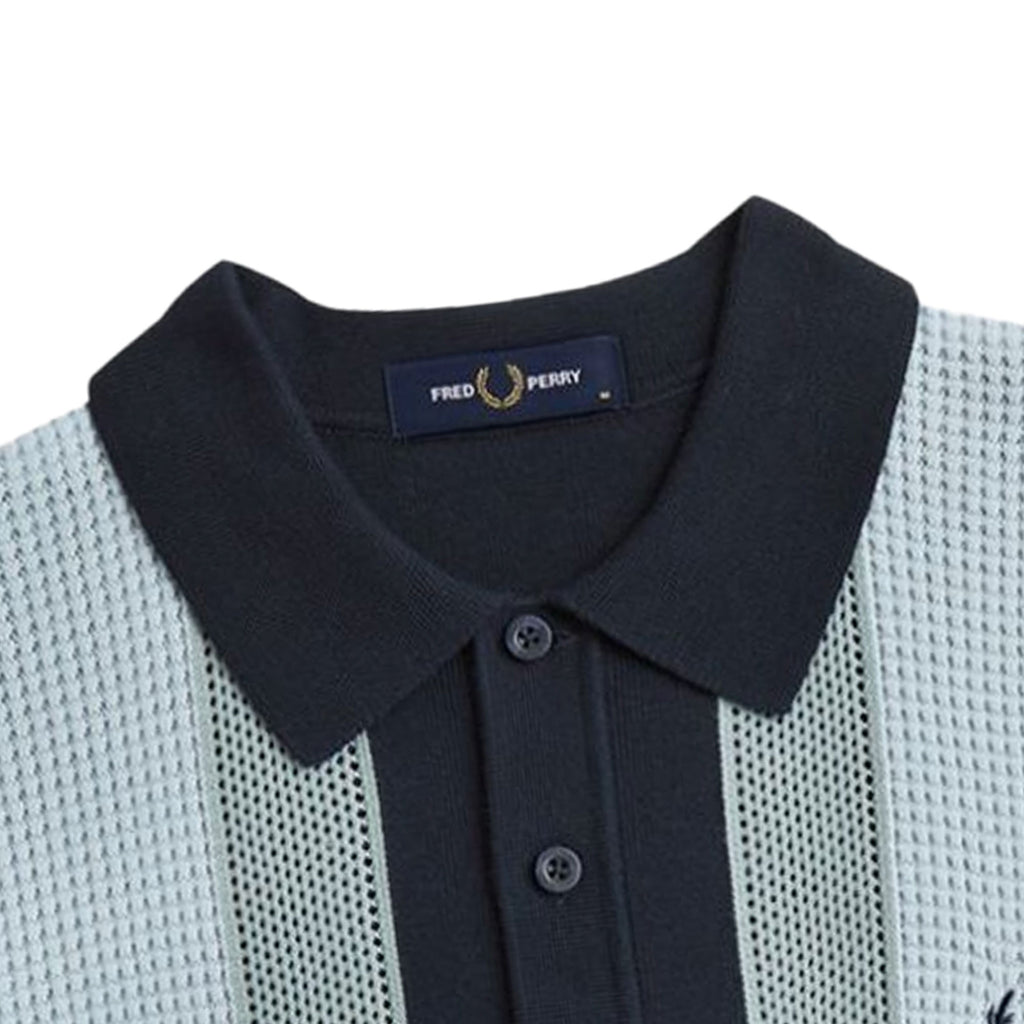 Fred Perry Textured Stripe Knitted Shirt - Navy