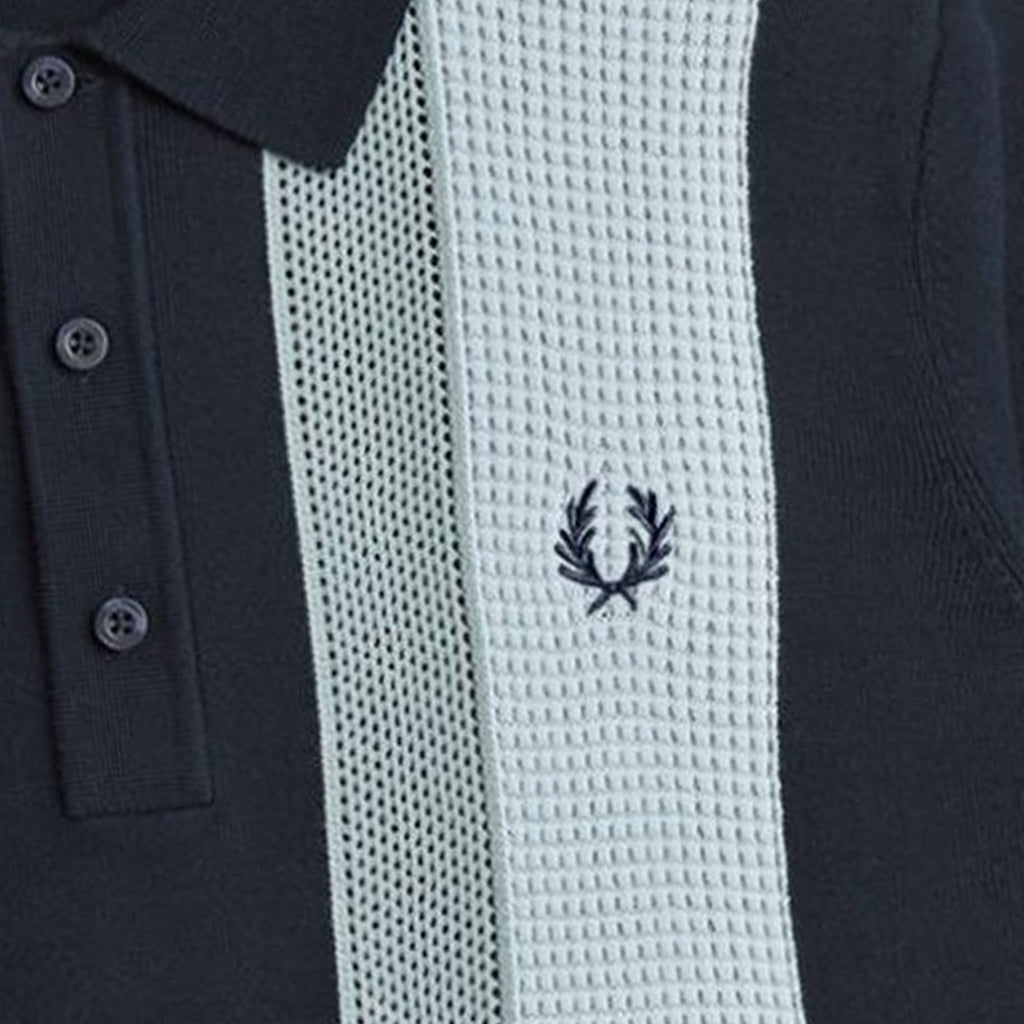 Fred Perry Textured Stripe Knitted Shirt - Navy
