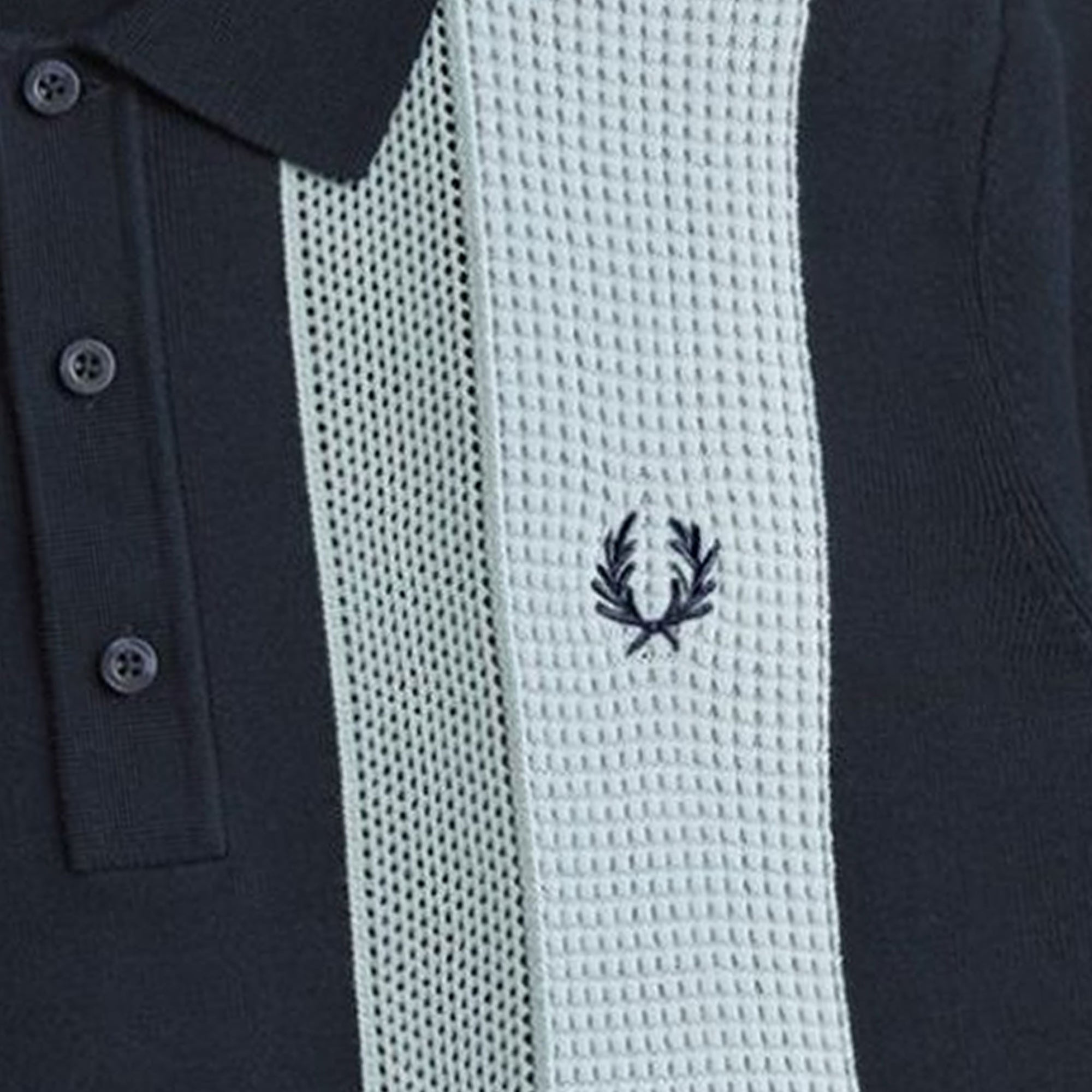 Fred Perry Textured Stripe Knitted Shirt - Navy