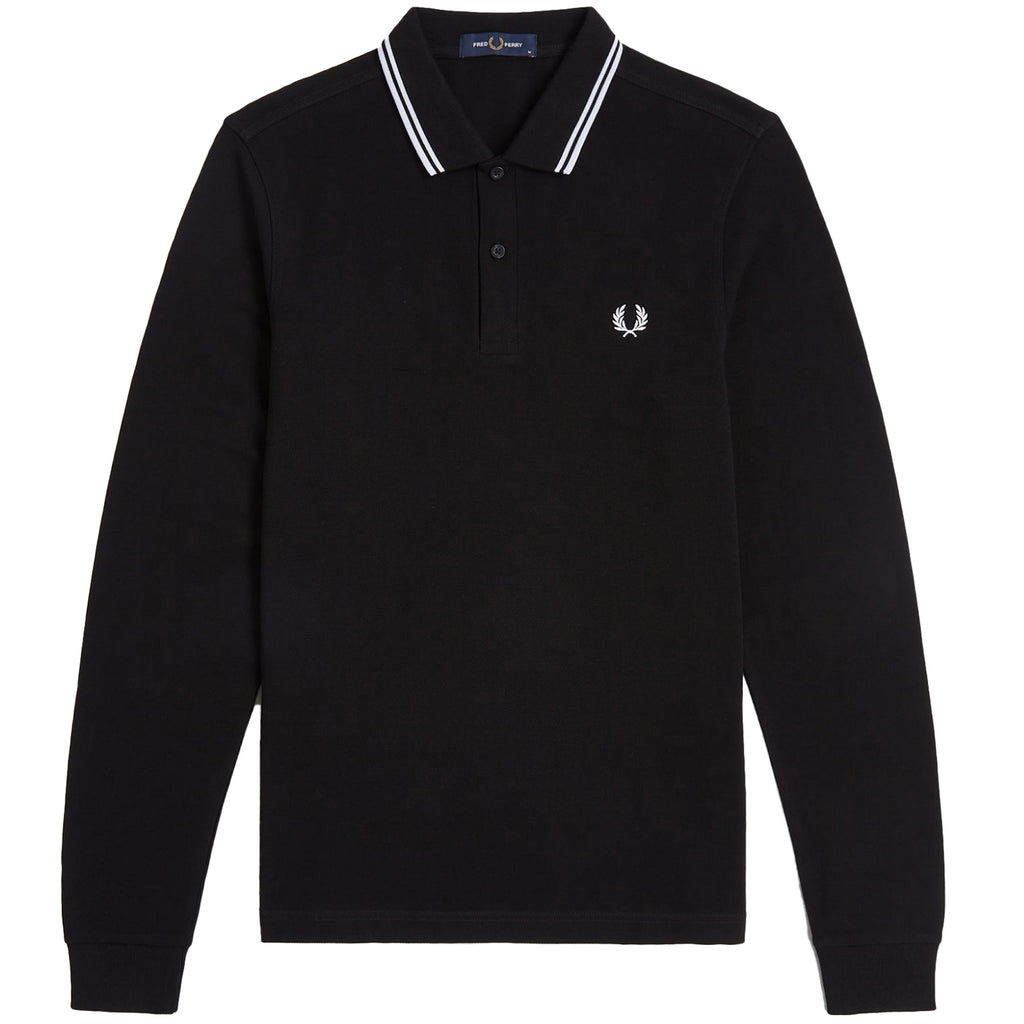 Fred Perry M3636 Long Sleeve Twin Tipped Polo Shirt - Black