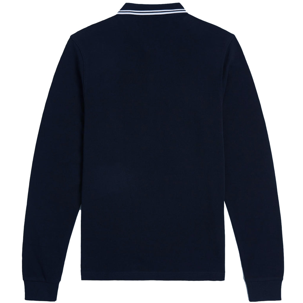 Fred Perry M3636 Long Sleeve Twin Tipped Polo Shirt - Navy and White