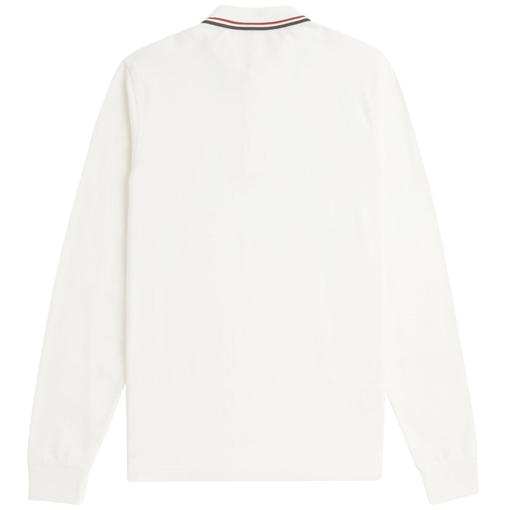 Fred Perry M3636 Long Sleeve Twin Tipped Polo Shirt - Snow White