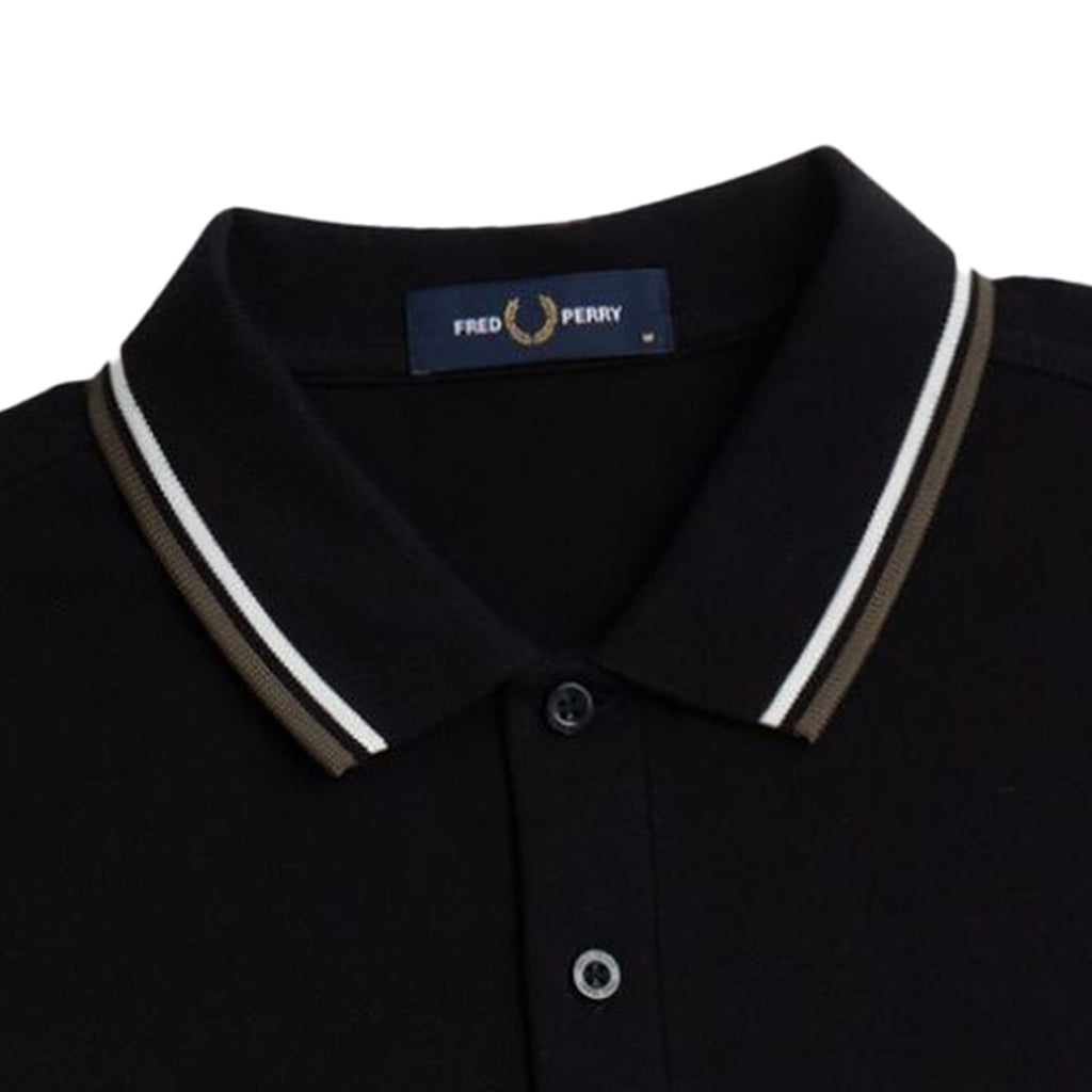 Fred Perry M3636 Long Sleeve Twin Tipped Polo Shirt - Black